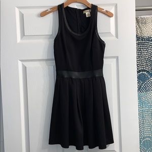 Arden B XS black racer back dress w leather detail